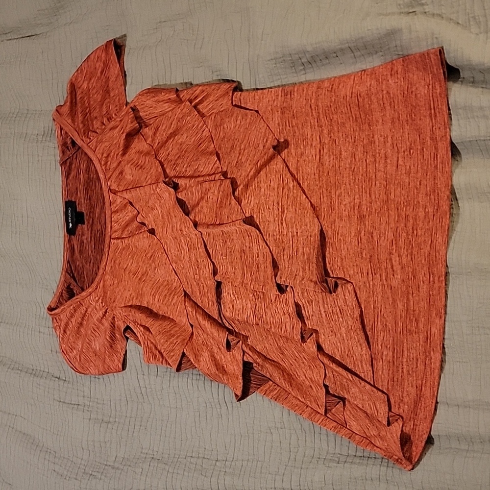 AB STUDIO TOP SIZE S Red Short Sleeve Ruffled